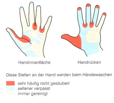 Händewaschen - welche Stellen fehlen oft